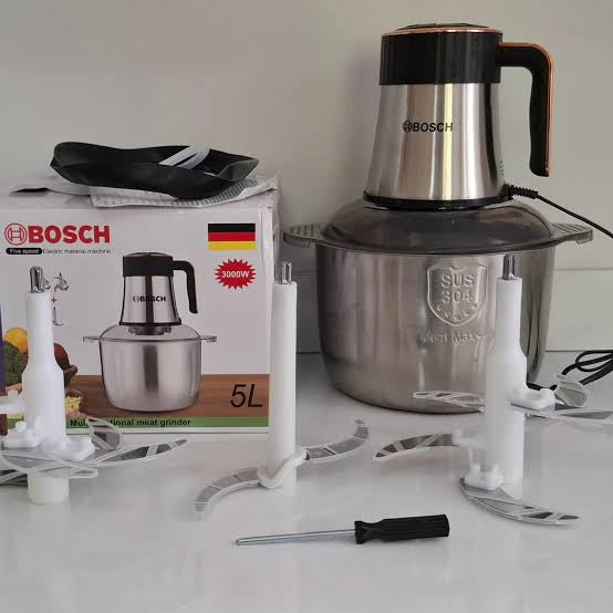 BOSCH 5L 3000W Çok Fonksiyonlu Et Kıyma Makinesi - Paslanmaz Çelik Kase | Alman Tasarımı Multi Chopper & Grinder