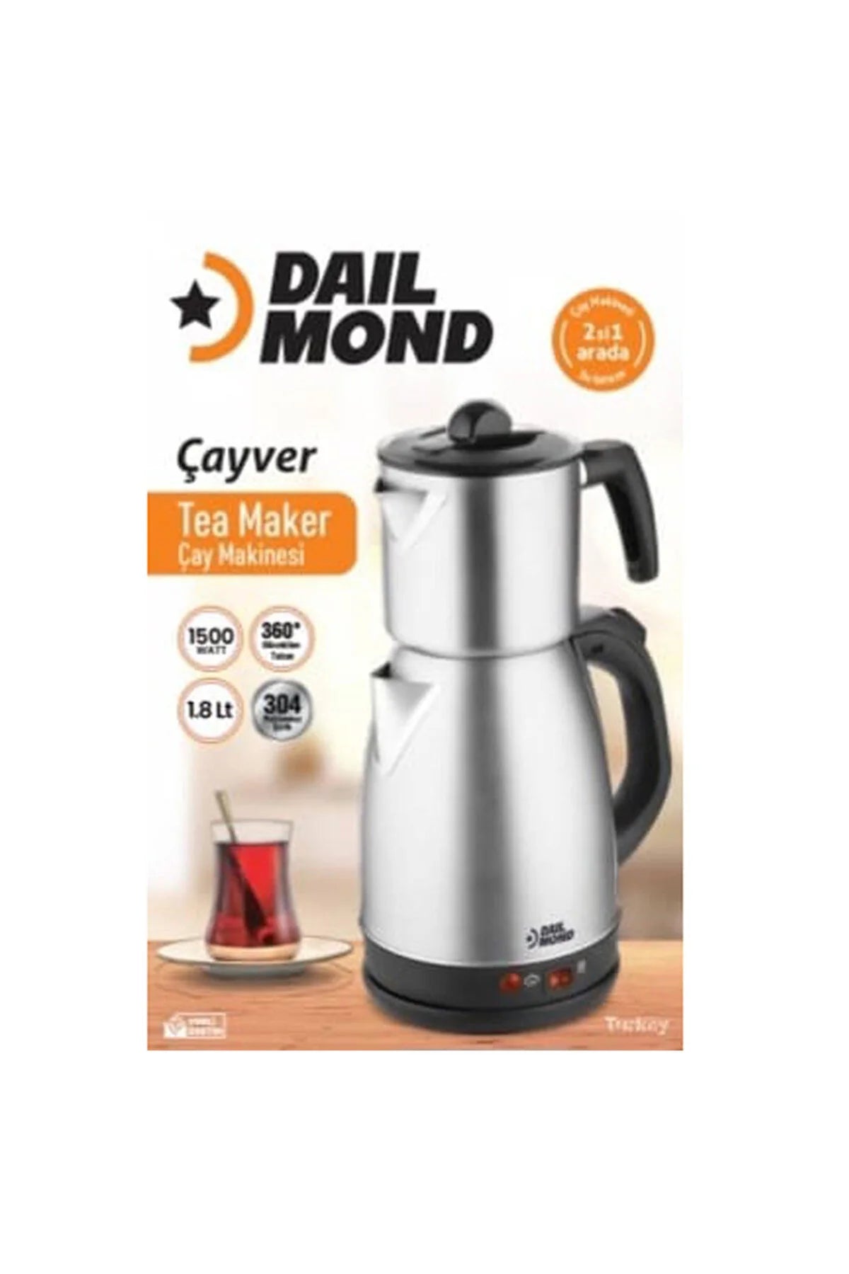 Dailmond Grand 1500 W Çelik Çay Makinesi