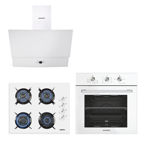Kumtel Beyaz Cam Ankastre Set Home Basic